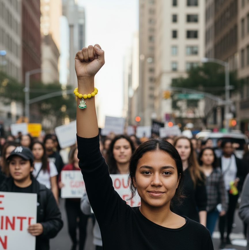 Yellow Resistance Bracelet with Frog Charm