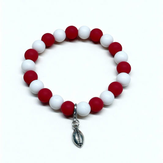Football Spirit Bracelet - Handmade with Metal Charm (Silver)