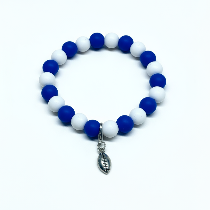 Football Spirit Bracelet - Handmade with Metal Charm (Silver)