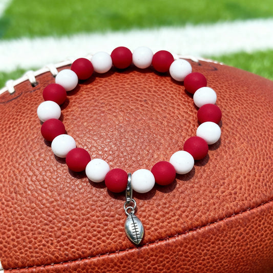 Football Spirit Bracelet - Handmade with Metal Charm (Silver)