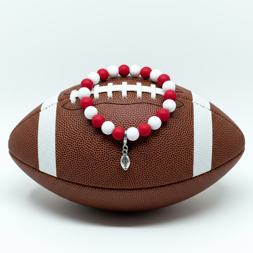 Football Spirit Bracelet - Handmade with Metal Charm (Silver)